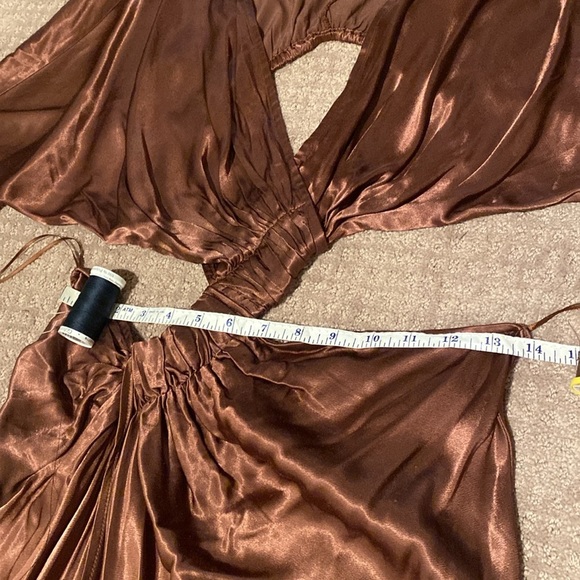 SUBOO Tate Satin Front Cross Draped Maxi Dress Small - Picture 11 of 12